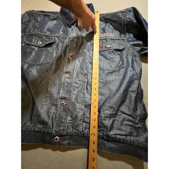 US Polo ASSN Jacket‎ Trucker Adult Large Blue Denim Long Sleeve Button Oversized - Picture 10 of 11